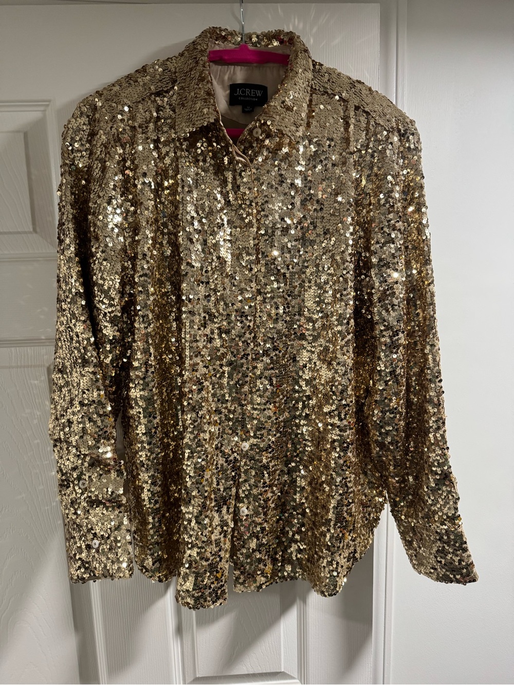 J. Crew Women’s Gold Sequin Button-Up Shirt